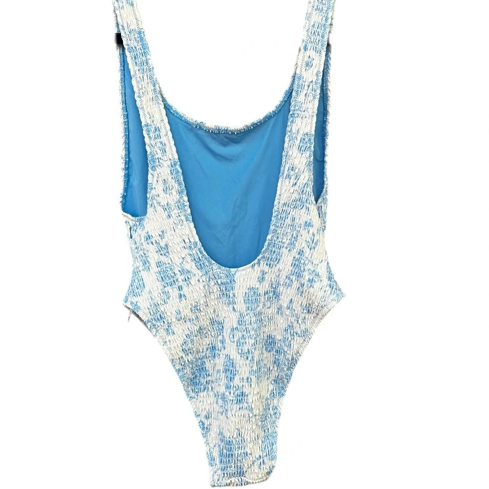 NWT Aerie Smocked Toile Birthday Scoop Cheekiest One Piece Swimsuit - Picture 3 of 6